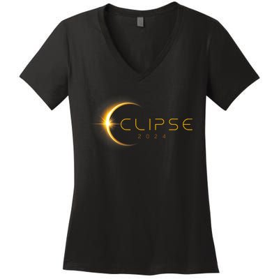 Total Solar Eclipse America Totality April 8 2024 Astronomy Women's V-Neck T-Shirt