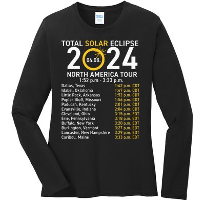 Total Solar Eclipse April 8 2024 Path Of The Eclipse Ladies Long Sleeve Shirt