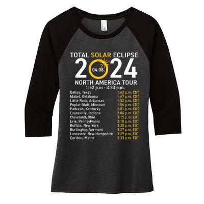 Total Solar Eclipse April 8 2024 Path Of The Eclipse Women's Tri-Blend 3/4-Sleeve Raglan Shirt