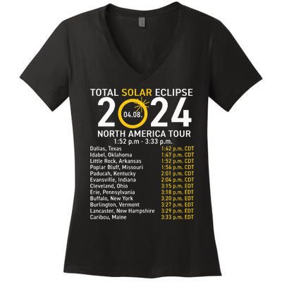 Total Solar Eclipse April 8 2024 Path Of The Eclipse Women's V-Neck T-Shirt