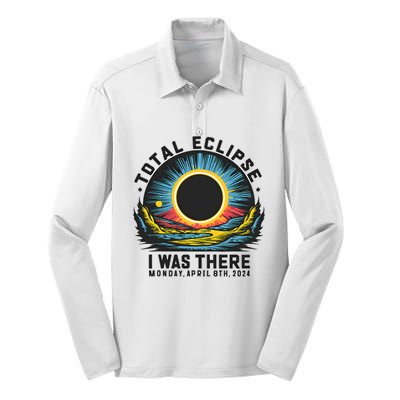 Total Solar Eclipse I Was There Monday April 8th 2024 Silk Touch Performance Long Sleeve Polo