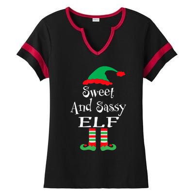 The Sassy Elf Family Matching Group Christmas Gift Funny Ladies Halftime Notch Neck Tee