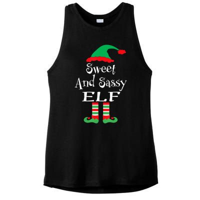 The Sassy Elf Family Matching Group Christmas Gift Funny Ladies PosiCharge Tri-Blend Wicking Tank