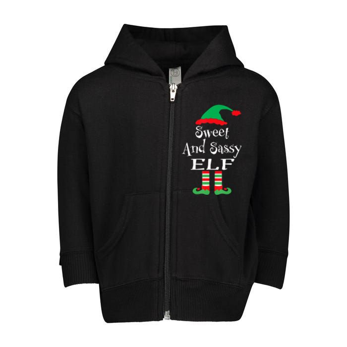 The Sassy Elf Family Matching Group Christmas Gift Funny Toddler Zip Fleece Hoodie