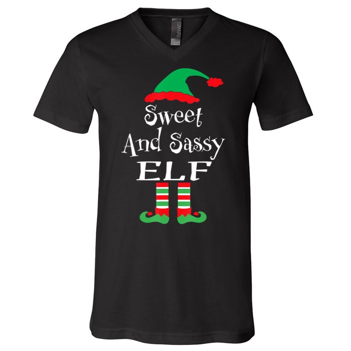 The Sassy Elf Family Matching Group Christmas Gift Funny V-Neck T-Shirt