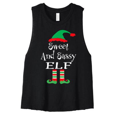 The Sassy Elf Family Matching Group Christmas Gift Funny Women's Racerback Cropped Tank