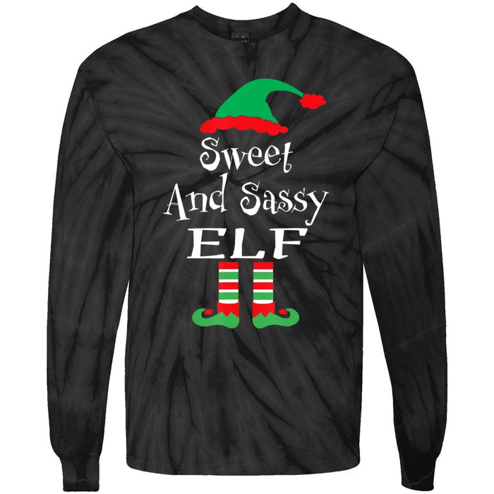 The Sassy Elf Family Matching Group Christmas Gift Funny Tie-Dye Long Sleeve Shirt