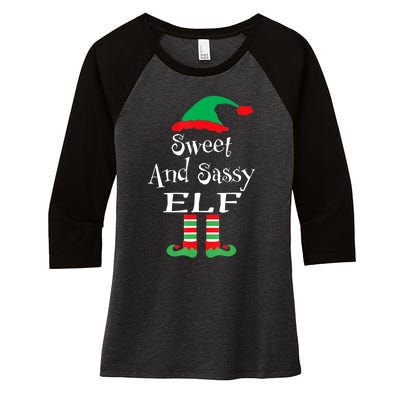 The Sassy Elf Family Matching Group Christmas Gift Funny Women's Tri-Blend 3/4-Sleeve Raglan Shirt