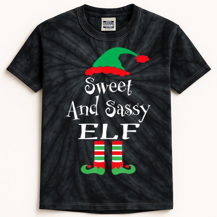 The Sassy Elf Family Matching Group Christmas Gift Funny Kids Tie-Dye T-Shirt