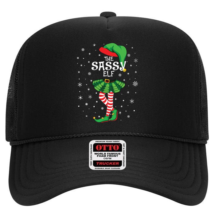 The Sassy Elf Funny Christmas High Crown Mesh Back Trucker Hat