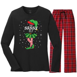 The Sassy Elf Funny Christmas Women's Long Sleeve Flannel Pajama Set 