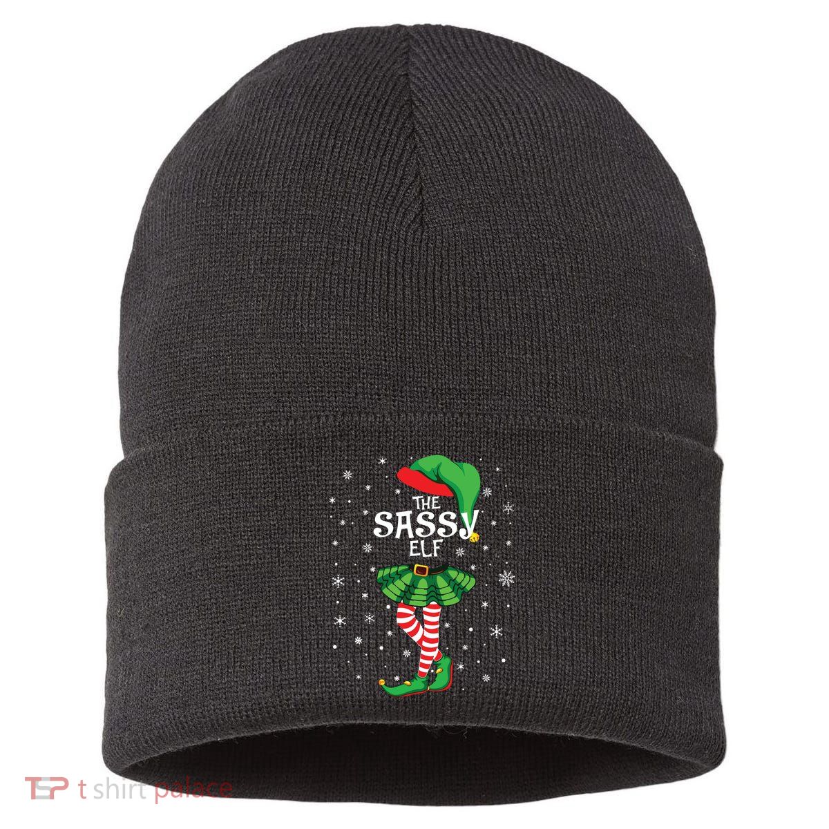 The Sassy Elf Funny Christmas Sustainable Knit Beanie