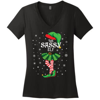 The Sassy Elf Funny Christmas Women's V-Neck T-Shirt
