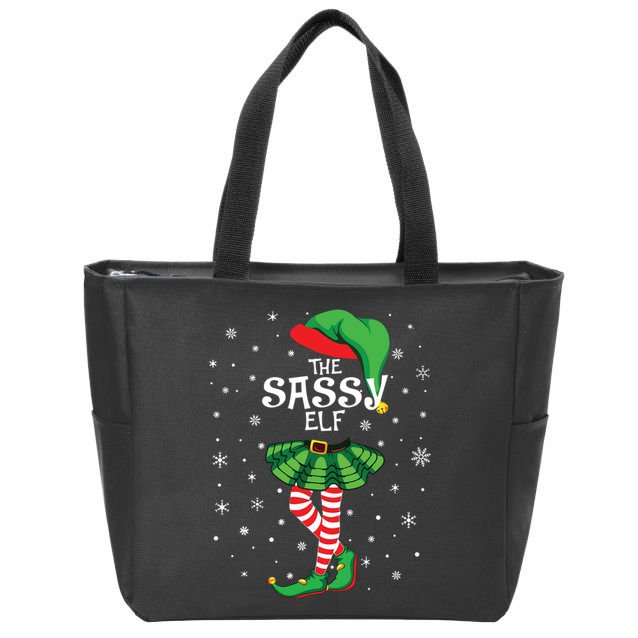 The Sassy Elf Funny Christmas Zip Tote Bag