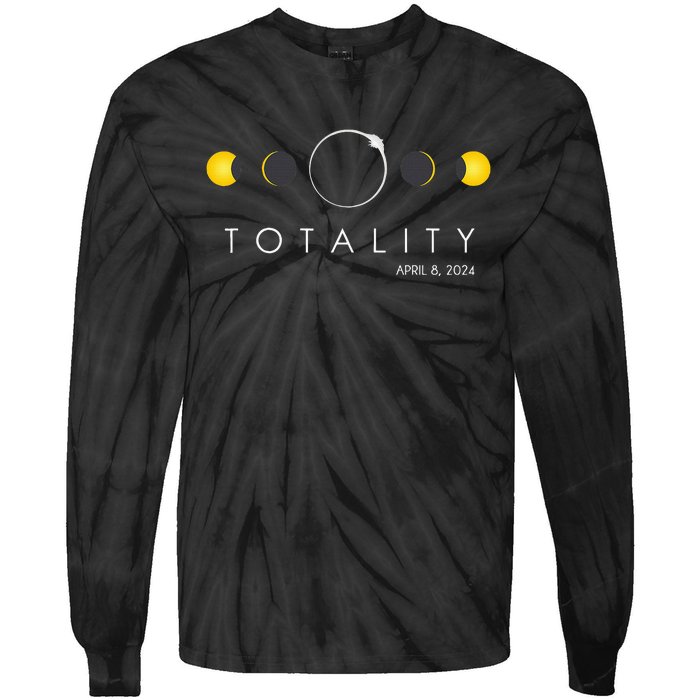 Total Solar Eclipse April 8 2024 Phases Totality Tie-Dye Long Sleeve Shirt