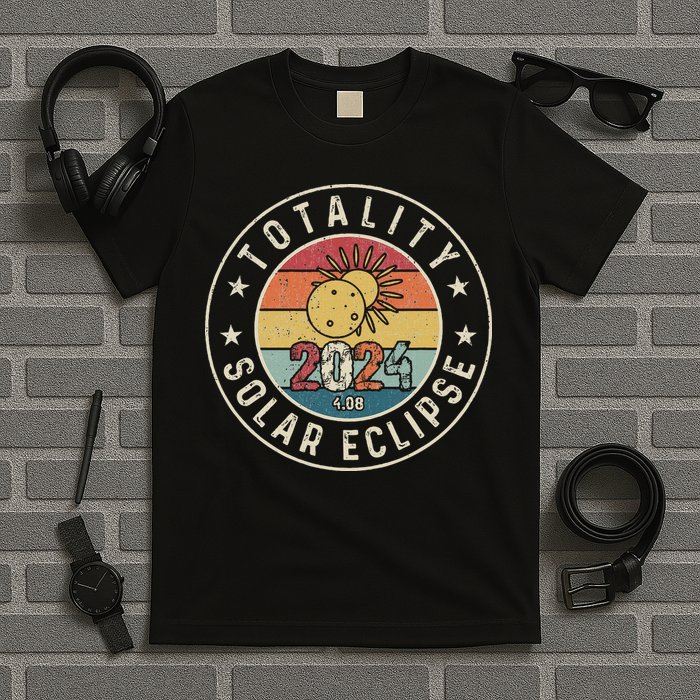 Totality Solar Eclipse 2024 America Retro Total Eclipse T-Shirt