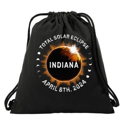 Total Solar Eclipse Path of Totality April 8th 2024 Indiana Drawstring Bag