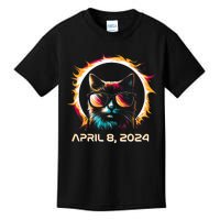 Total Solar Eclipse 2024 Cat In Astronomy Glasses Kids T-Shirt