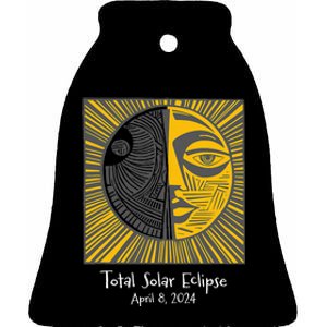 Total Solar Eclipse April 8 2024 Ceramic Bell Ornament