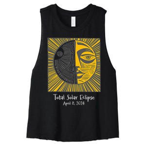 Total Solar Eclipse April 8 2024 Women's Racerback Cropped Tank