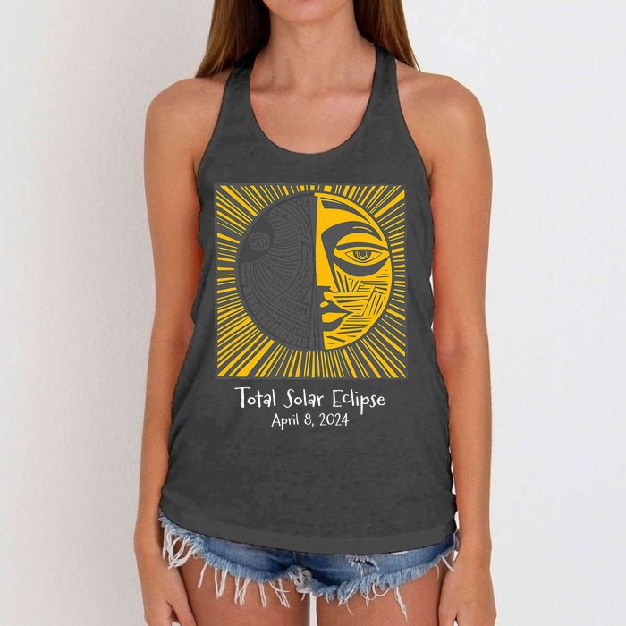 Total Solar Eclipse April 8 2024 Women's Knotted Racerback Tank