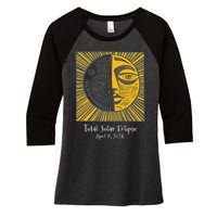 Total Solar Eclipse April 8 2024 Women's Tri-Blend 3/4-Sleeve Raglan Shirt