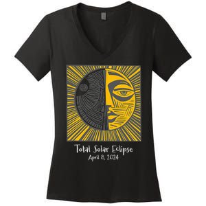 Total Solar Eclipse April 8 2024 Women's V-Neck T-Shirt