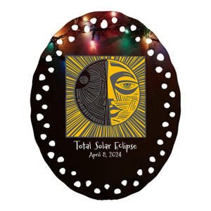 Total Solar Eclipse April 8 2024 Ceramic Oval Ornament