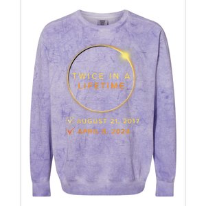 Total Solar Eclipse 2024 Phases April 8th Twice In A Lifetime Colorblast Crewneck Sweatshirt