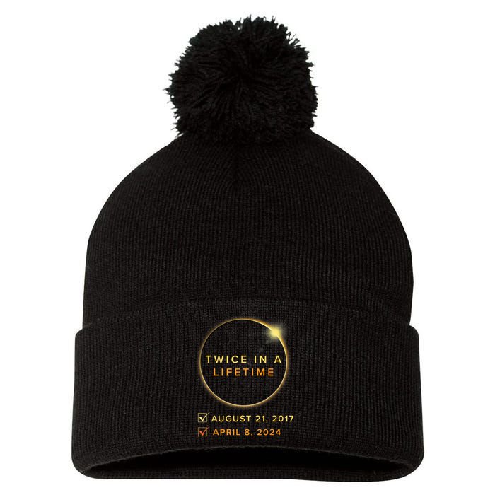 Total Solar Eclipse 2024 Phases April 8th Twice In A Lifetime Pom Pom 12in Knit Beanie