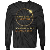 Total Solar Eclipse 2024 Phases April 8th Twice In A Lifetime Tie-Dye Long Sleeve Shirt