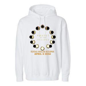 Total Solar Eclipse 2024 Phases April 8th Garment-Dyed Fleece Hoodie