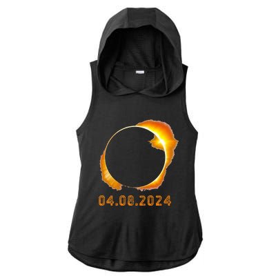 Total Solar Eclipse April 8 2024 Ladies PosiCharge Tri-Blend Wicking Draft Hoodie Tank