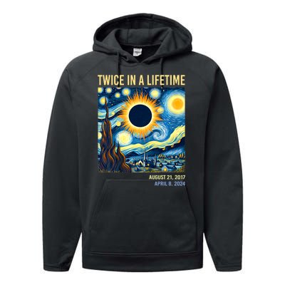 Total Solar Eclipse 2024 Twice In A Lifetime Performance Fleece Hoodie