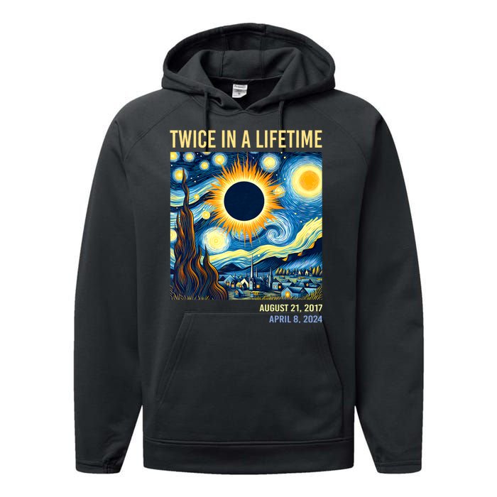 Total Solar Eclipse 2024 Twice In A Lifetime Performance Fleece Hoodie