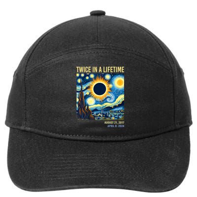 Total Solar Eclipse 2024 Twice In A Lifetime 7-Panel Snapback Hat