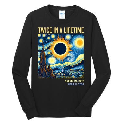 Total Solar Eclipse 2024 Twice In A Lifetime Tall Long Sleeve T-Shirt