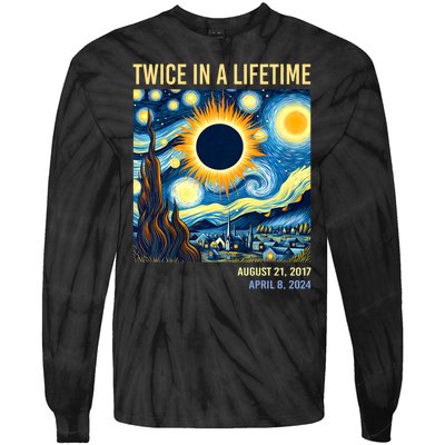 Total Solar Eclipse 2024 Twice In A Lifetime Tie-Dye Long Sleeve Shirt