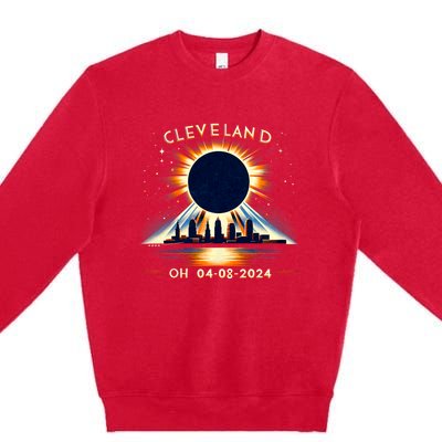 Total Solar Eclipse Cleveland Oh April 08 2024 Premium Crewneck Sweatshirt