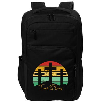 True Story Easter Cross Retro Sunset Impact Tech Backpack