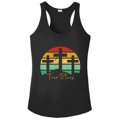 True Story Easter Cross Retro Sunset Ladies PosiCharge Competitor Racerback Tank