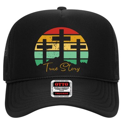 True Story Easter Cross Retro Sunset Trucker Hat