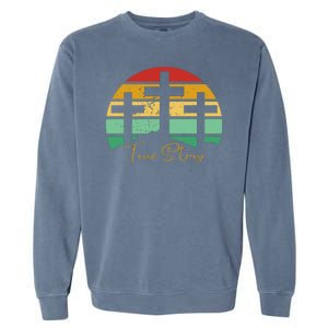 True Story Easter Cross Retro Sunset Garment-Dyed Sweatshirt