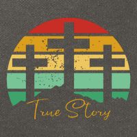 True Story Easter Cross Retro Sunset Cotton Canvas Backpack