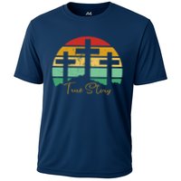 True Story Easter Cross Retro Sunset Cooling Performance Crew T-Shirt