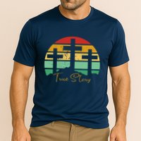 True Story Easter Cross Retro Sunset Cooling Performance Crew T-Shirt