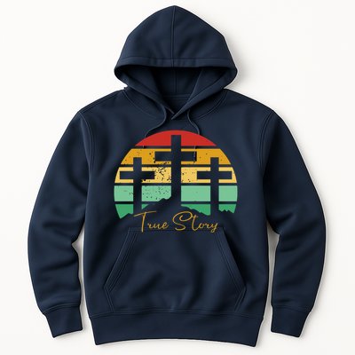 True Story Easter Cross Retro Sunset Hoodie