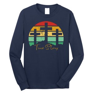 True Story Easter Cross Retro Sunset Long Sleeve Shirt