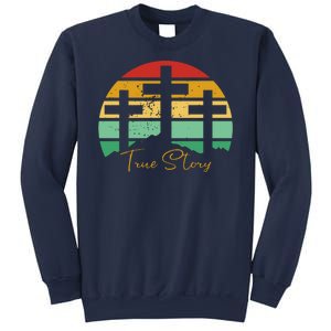 True Story Easter Cross Retro Sunset Sweatshirt