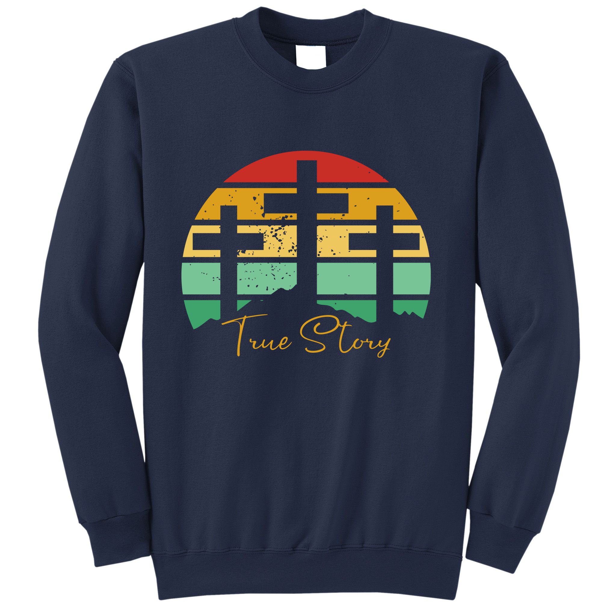 True Story Easter Cross Retro Sunset Sweatshirt